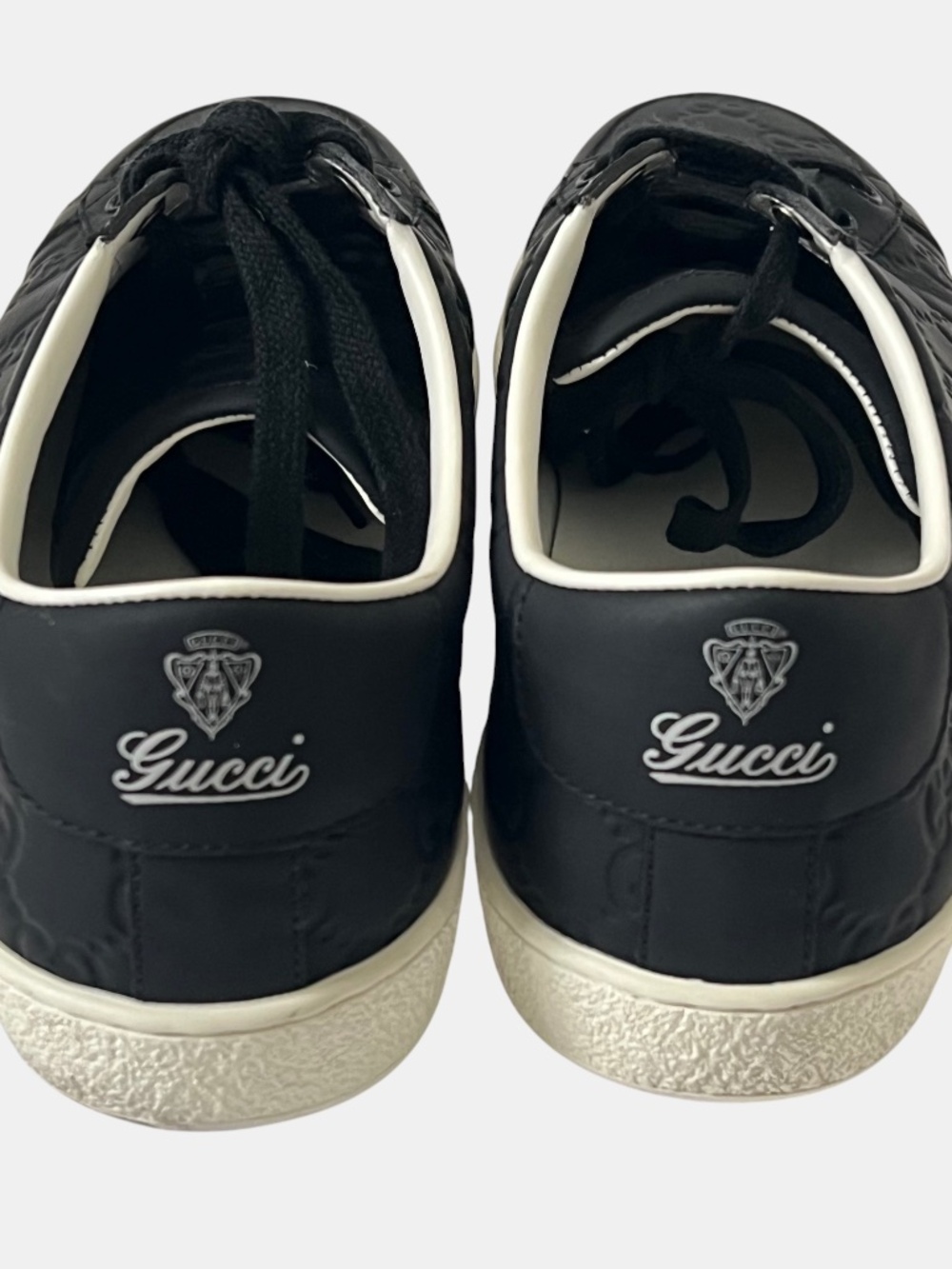 Gucci Brooklyn Guccissima Low Sneakers Black White GG Monogram Men’s 7.5 EUC